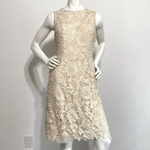 Ryan Michelle Off White Floral Lace Dress